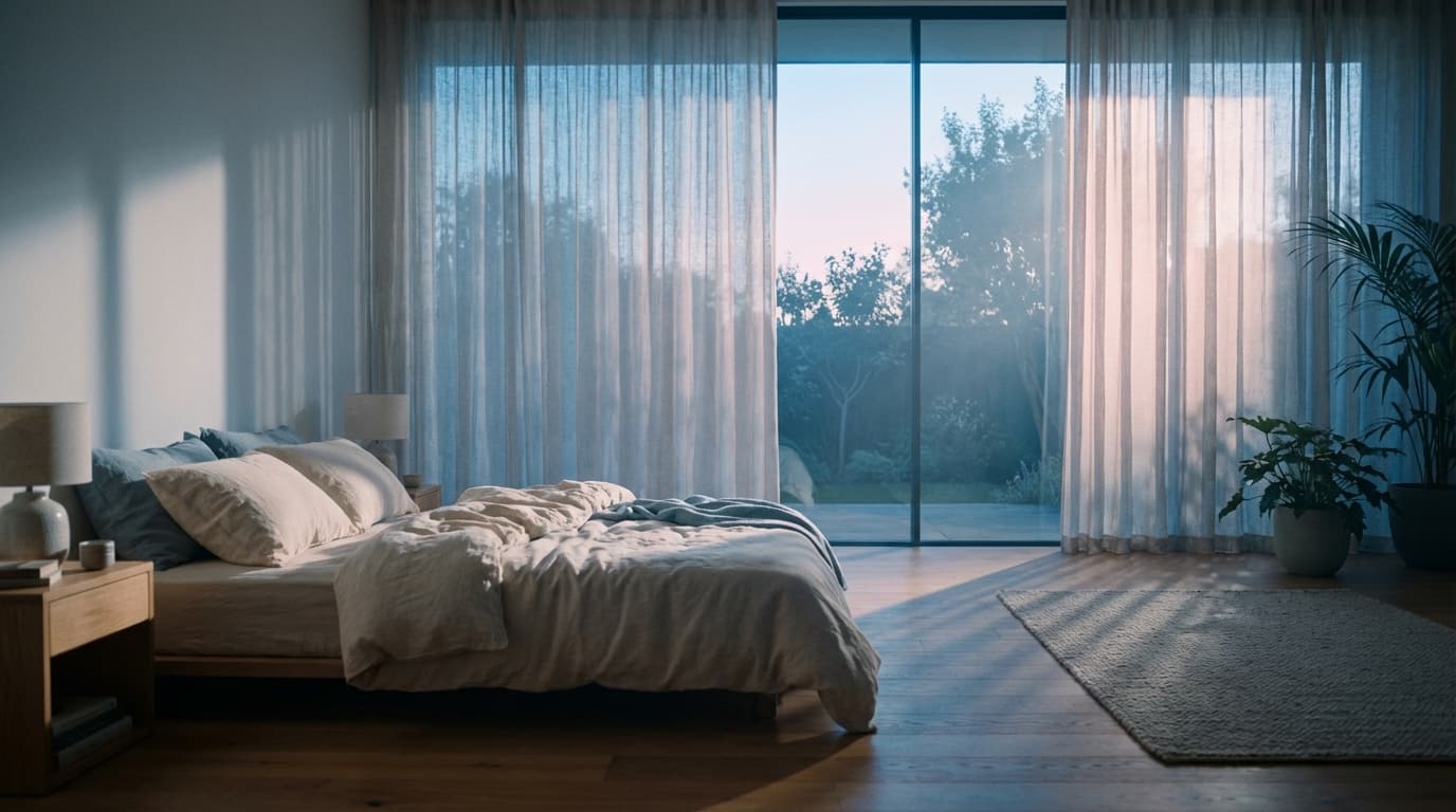 Clean, well-lit bedroom with natural light