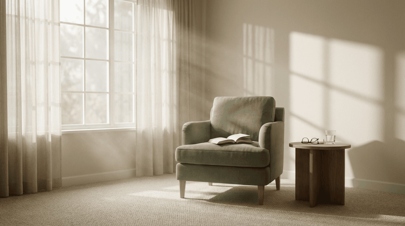 Resident placing a plant in clean apartment